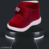 Trendy maroon velvet shoes and slippers for kids, canvas sole & rubber, velcro fastening, ideal for daily use or gifting, Indian-made